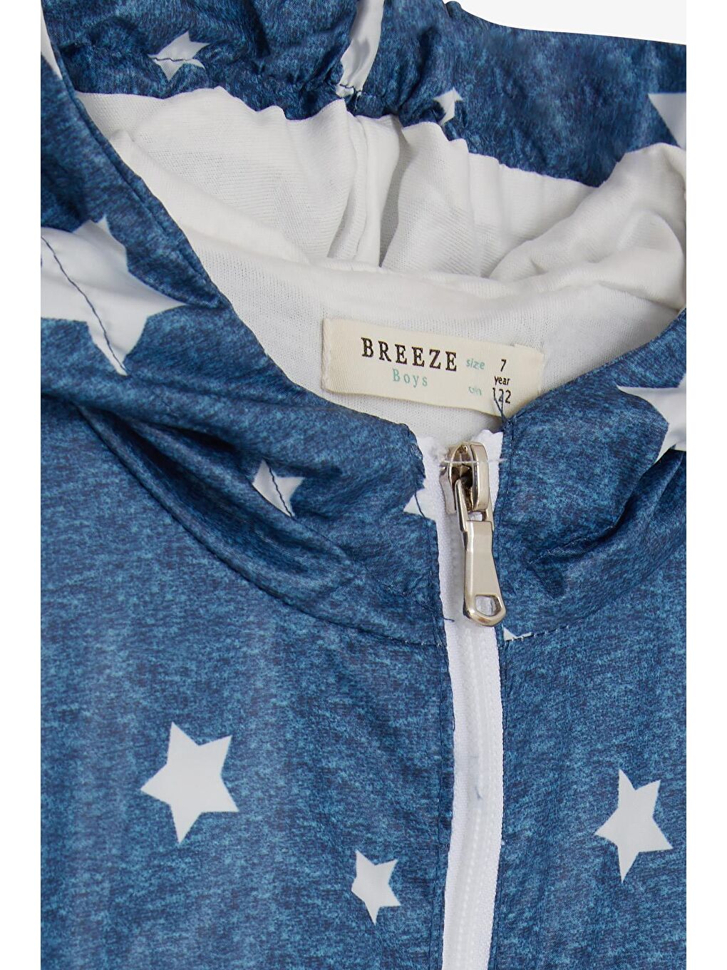 Erkek Çocuk Yağmurluk Yıldız Desenli Koyu Mavi (8-10 Yaş)-3
