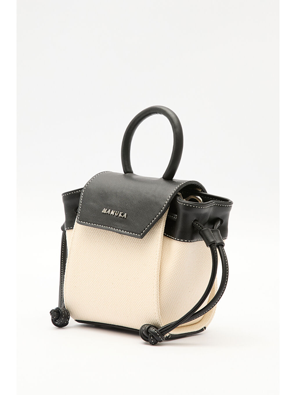 Kanvas Kapaklı Mini Çanta Bej-5