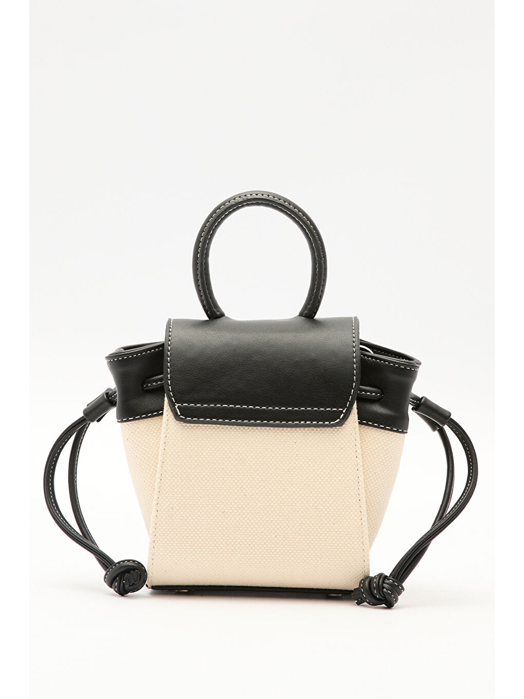 Kanvas Kapaklı Mini Çanta Bej-7