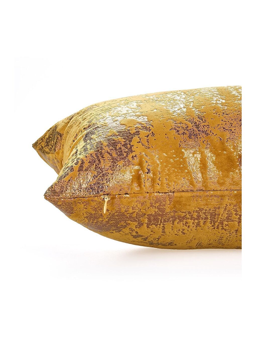 Sarı Hardal Bakır Kırlent Kılıfı Dekoratif Desenli Kadife-3