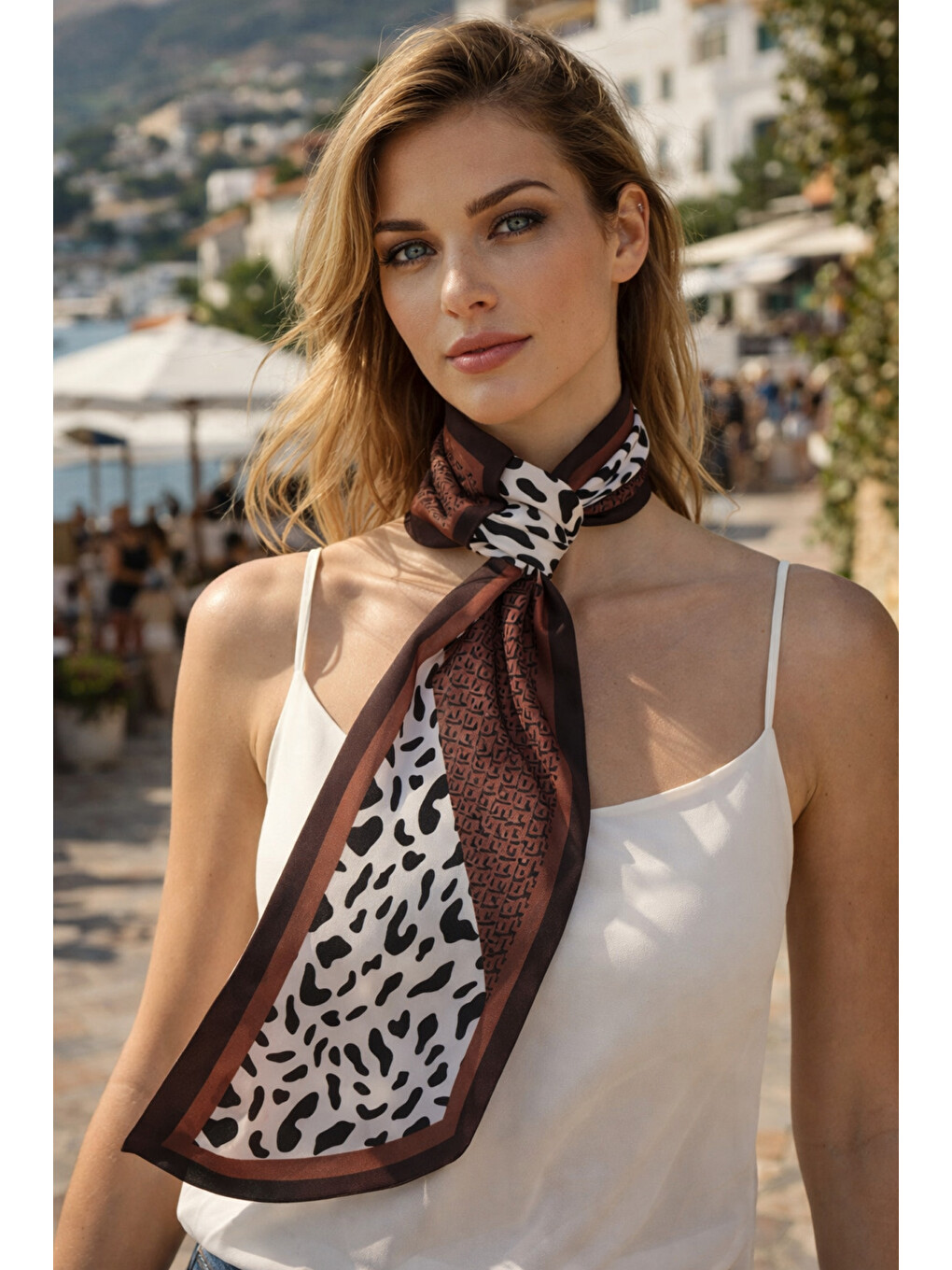 Leopar Desenli Kahverengi Boyun Fuları Flr1018 Kahverengı-2