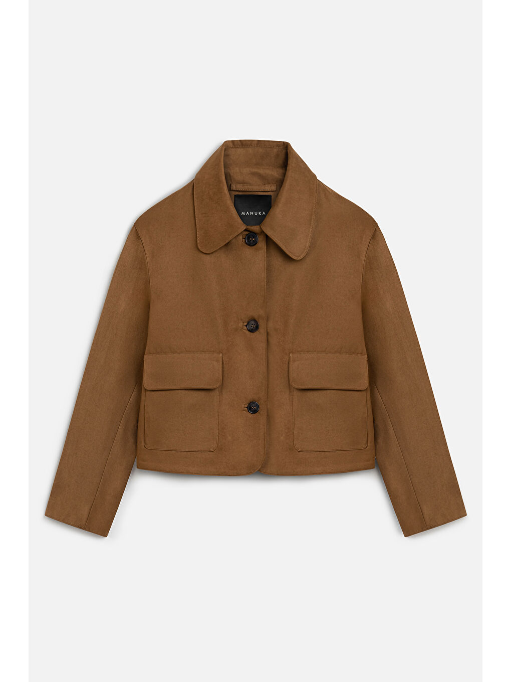 Kahverengi Suni Süet Kısa Ceket Camel-1