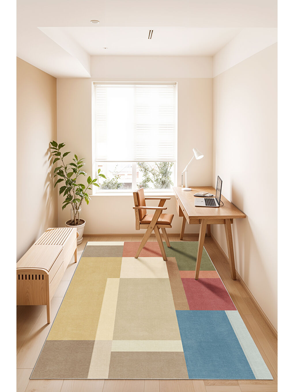 Bej Modern Dekoratif Yıkanabilir Kaymaz Taban Halı – İnce, Yumuşak Salon Halısı, Mutfak Halısı ve Yolluk-2