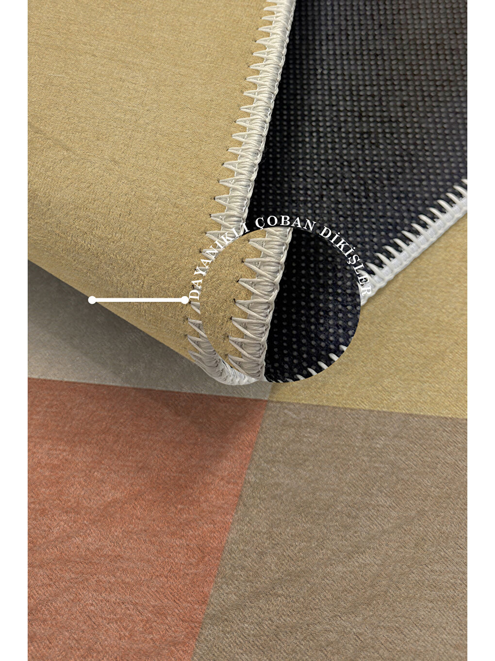 Bej Modern Dekoratif Yıkanabilir Kaymaz Taban Halı – İnce, Yumuşak Salon Halısı, Mutfak Halısı ve Yolluk-3