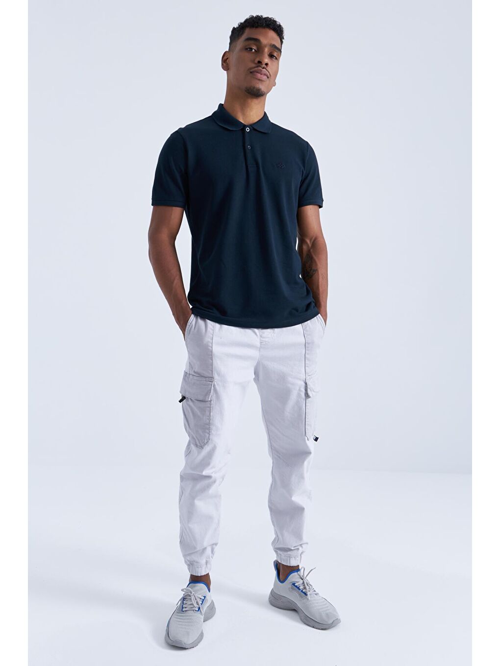 TOMMYLIFE Lacivert Basic Logolu Standart Kalıp Triko Polo Yaka Erkek T-Shirt - 87748 - 2