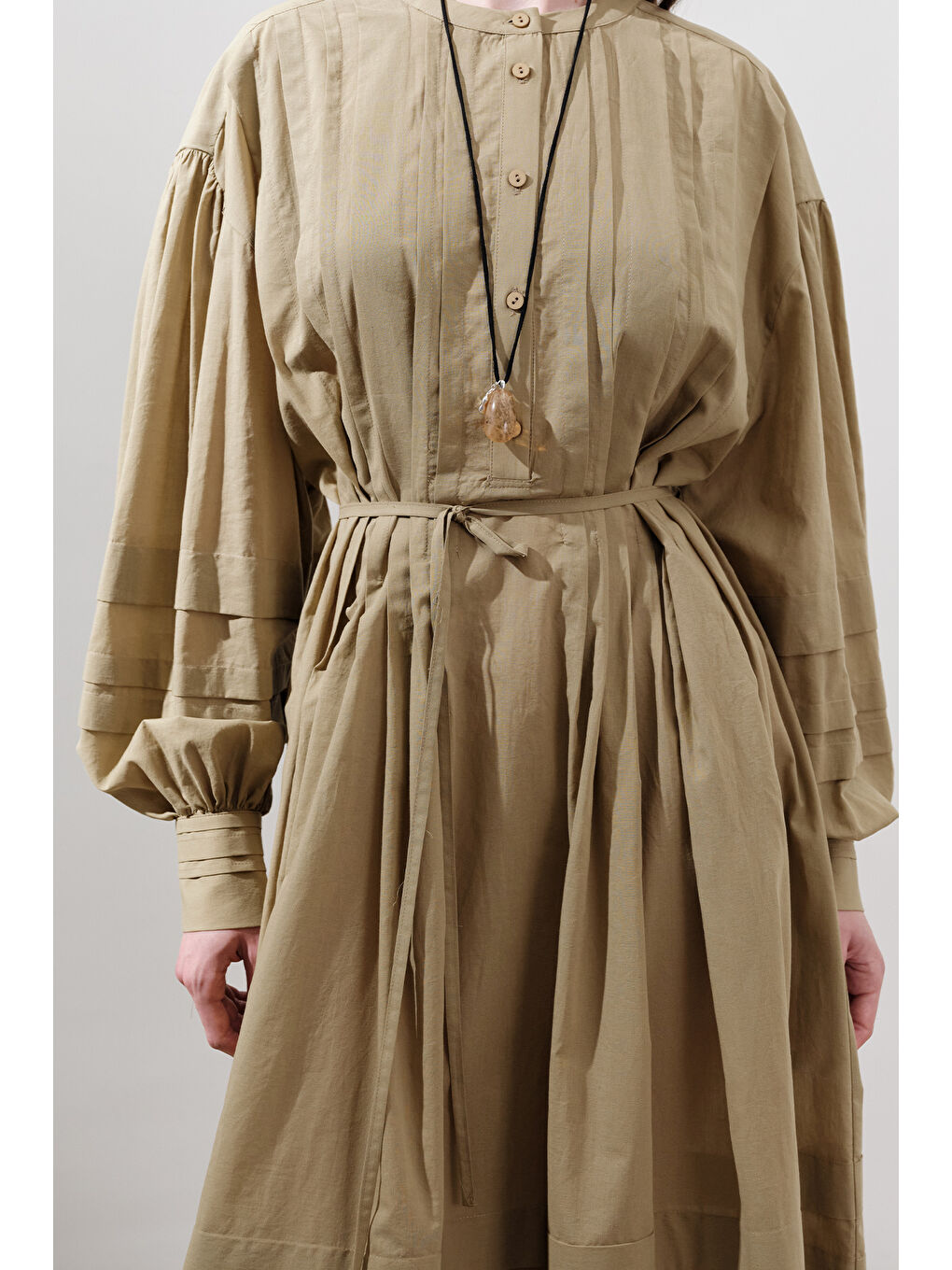 Kahverengi Nervürlü Geniş Elbise Toprak-2