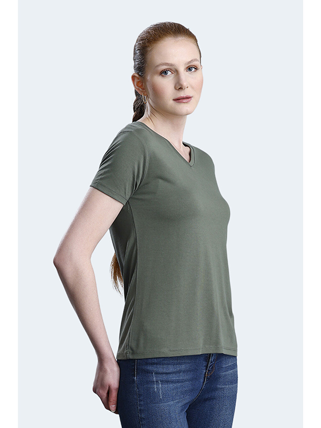 PERICAS Kadın Haki Tişört-3