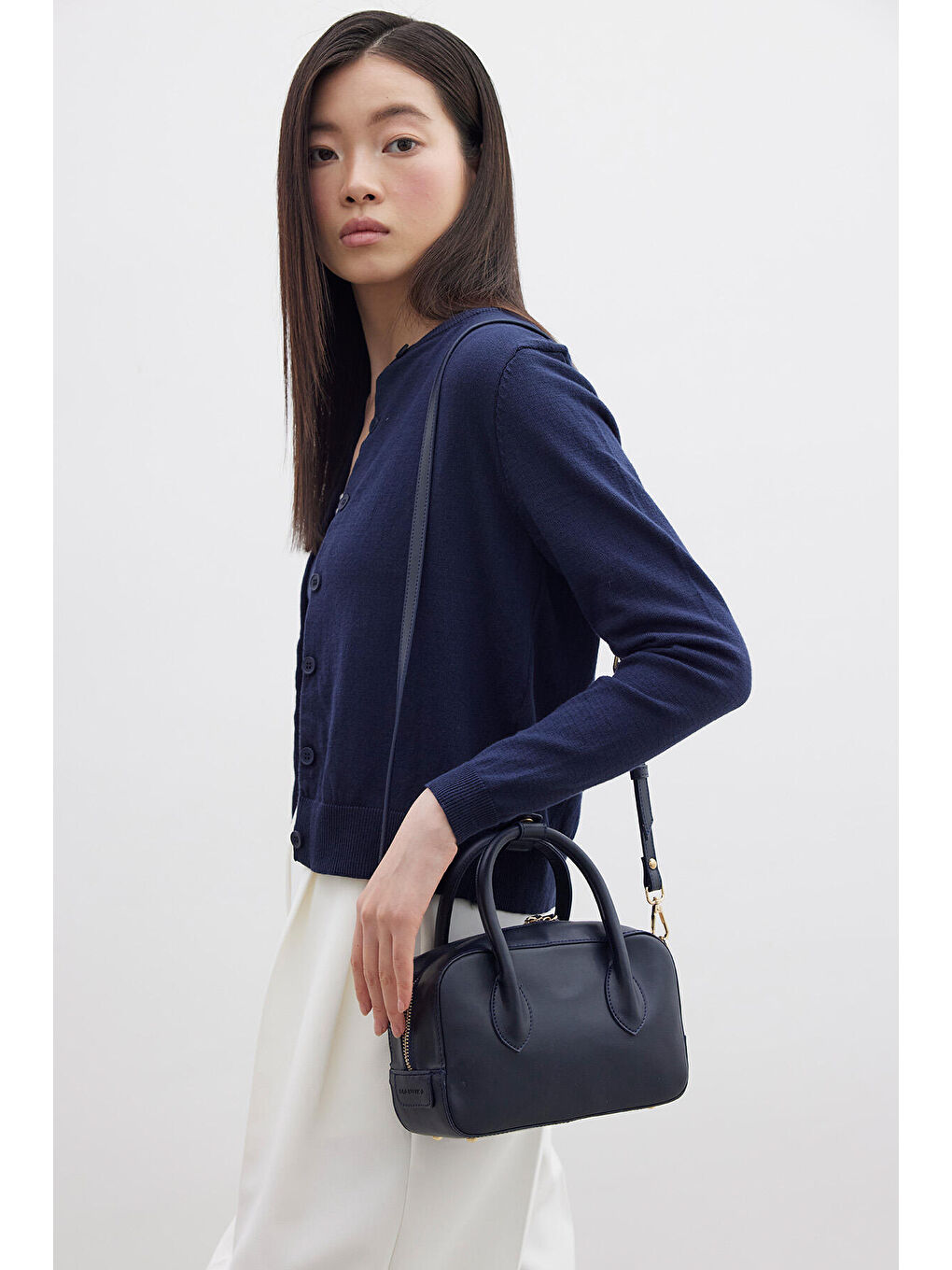 Ester Deri Kutu Çanta Lacivert