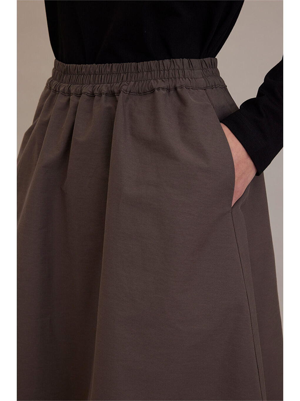 Bej Bol Kesim Kloş Etek Vizon-3