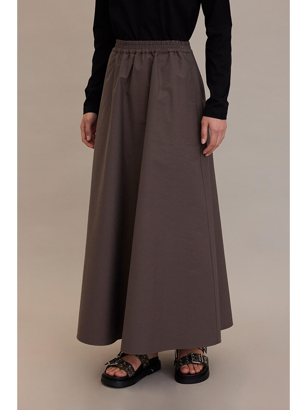 Bej Bol Kesim Kloş Etek Vizon-4