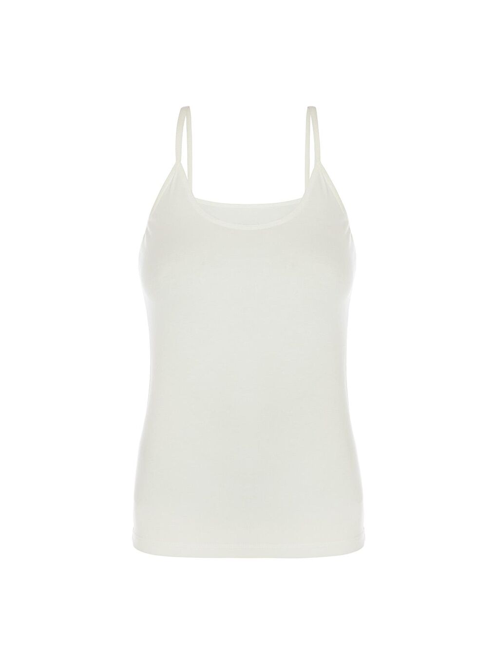 Ekru Kadın Pamuklu Elastanlı İp Askılı Krem Atlet 1223