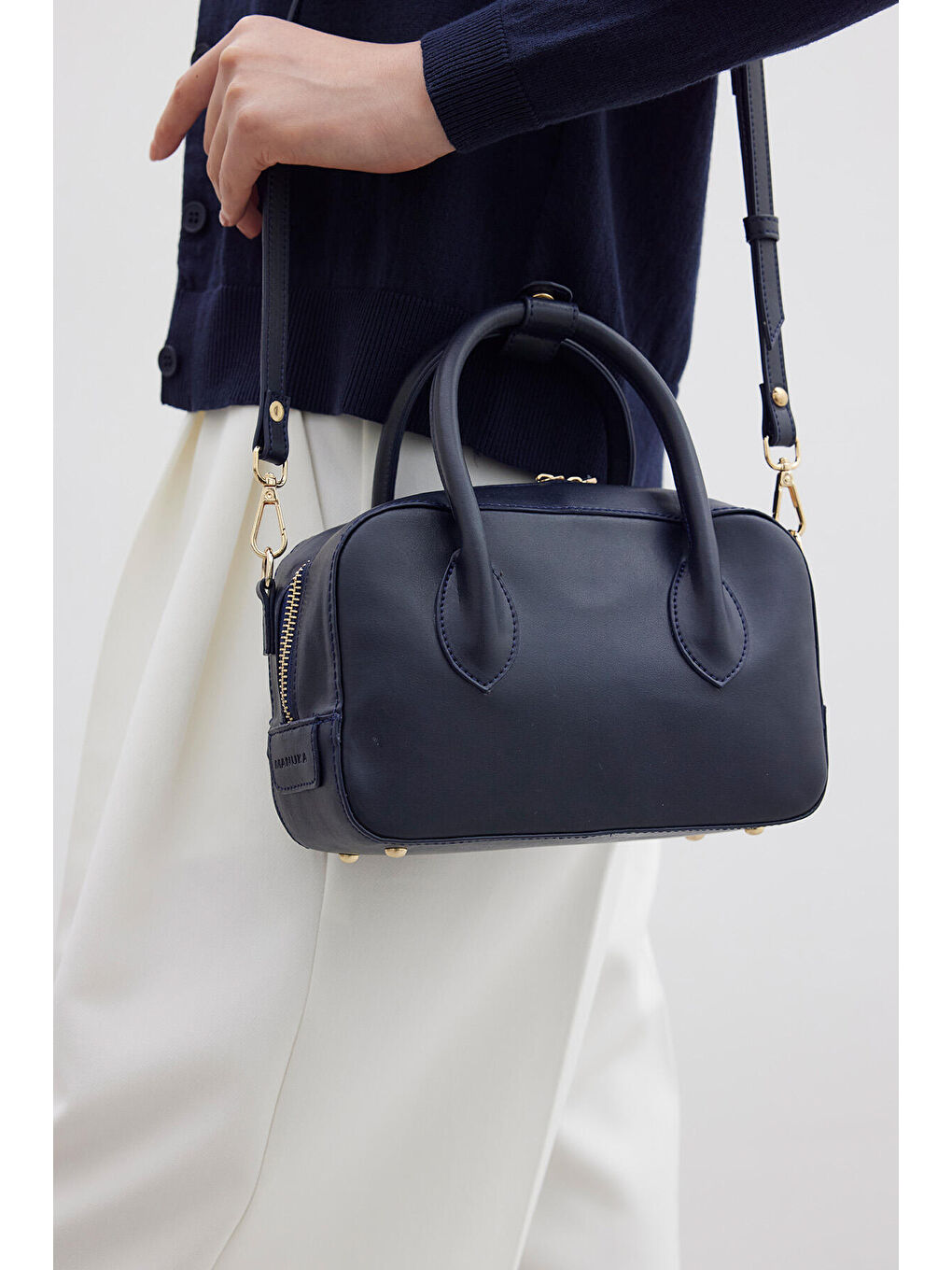 Ester Deri Kutu Çanta Lacivert-1