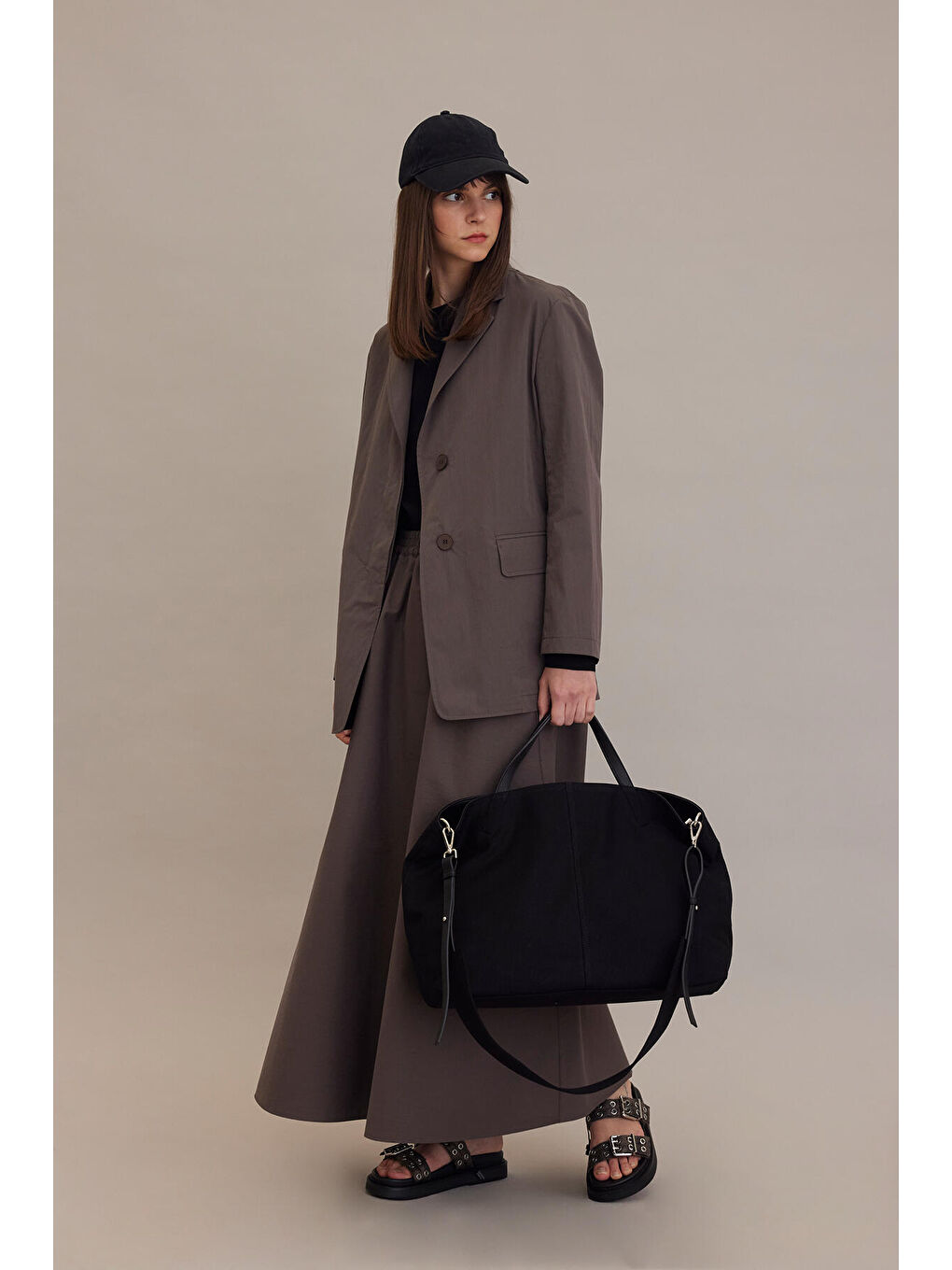 Bej Bol Kesim Kloş Etek Vizon-6