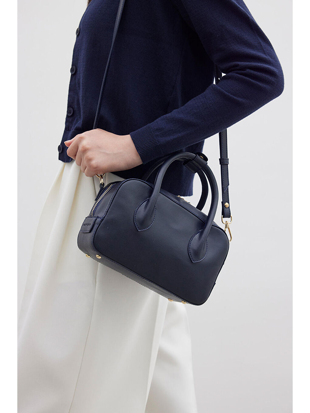 Ester Deri Kutu Çanta Lacivert-2