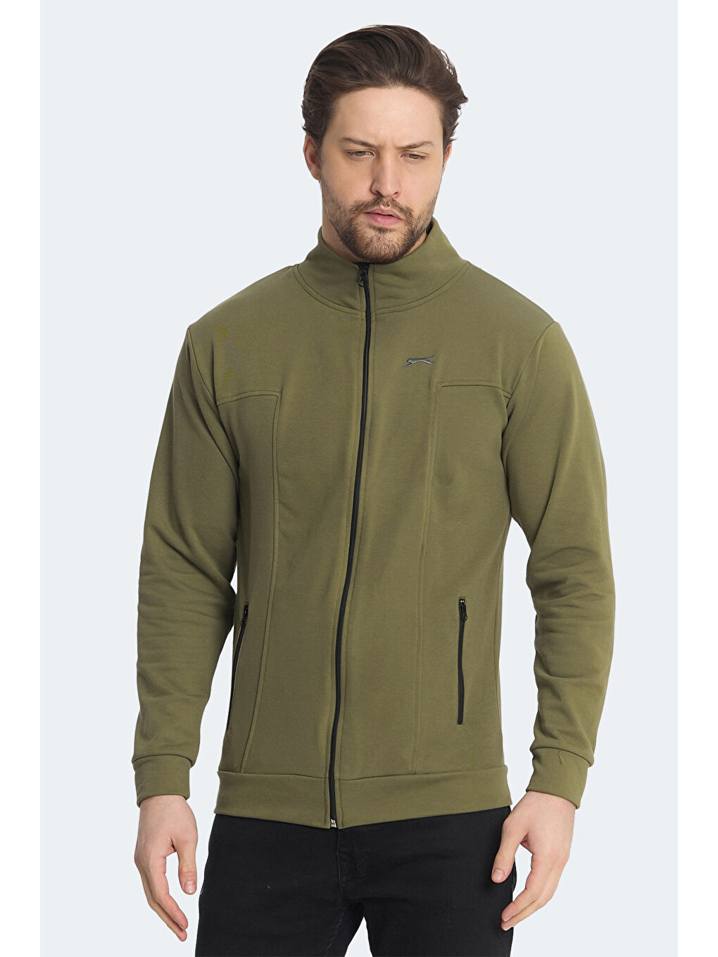 KAGISONA Erkek Fermuarlı Sweatshirt Haki