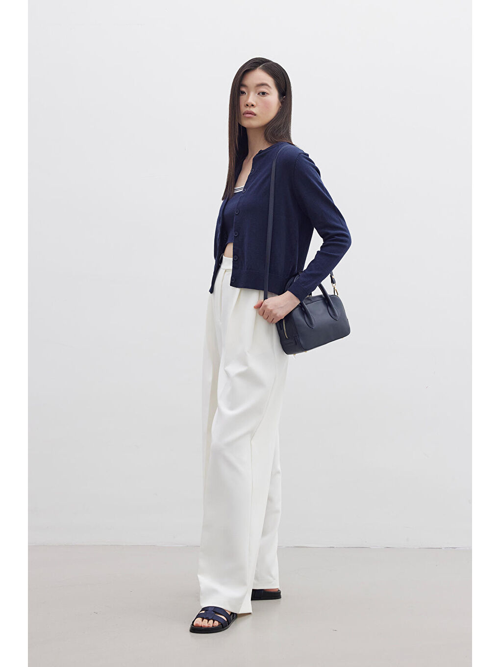 Ester Deri Kutu Çanta Lacivert-3