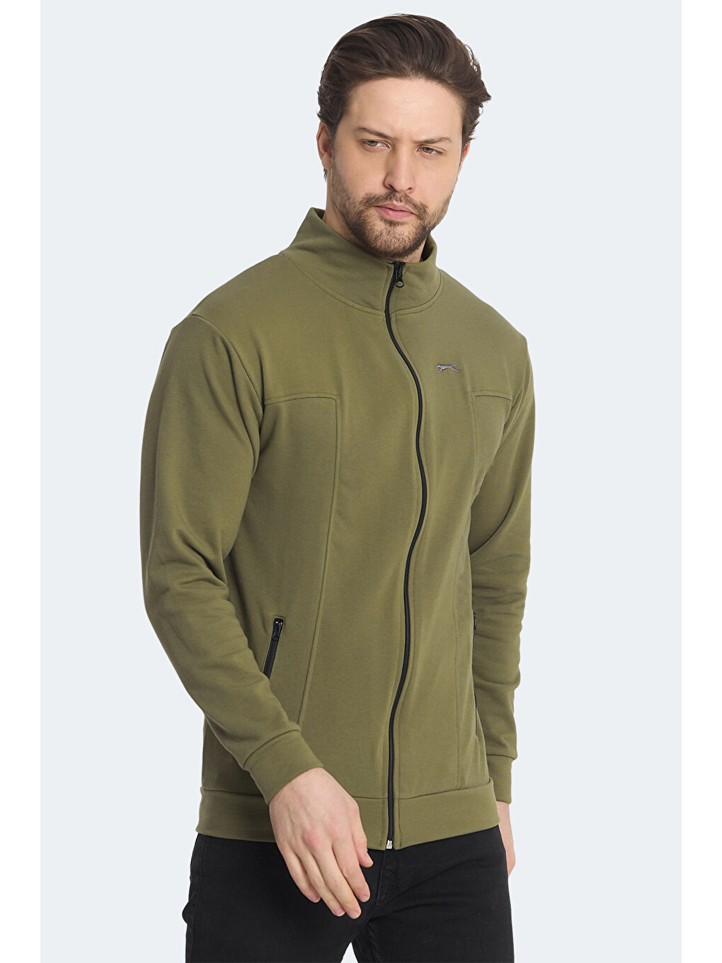 KAGISONA Erkek Fermuarlı Sweatshirt Haki-2