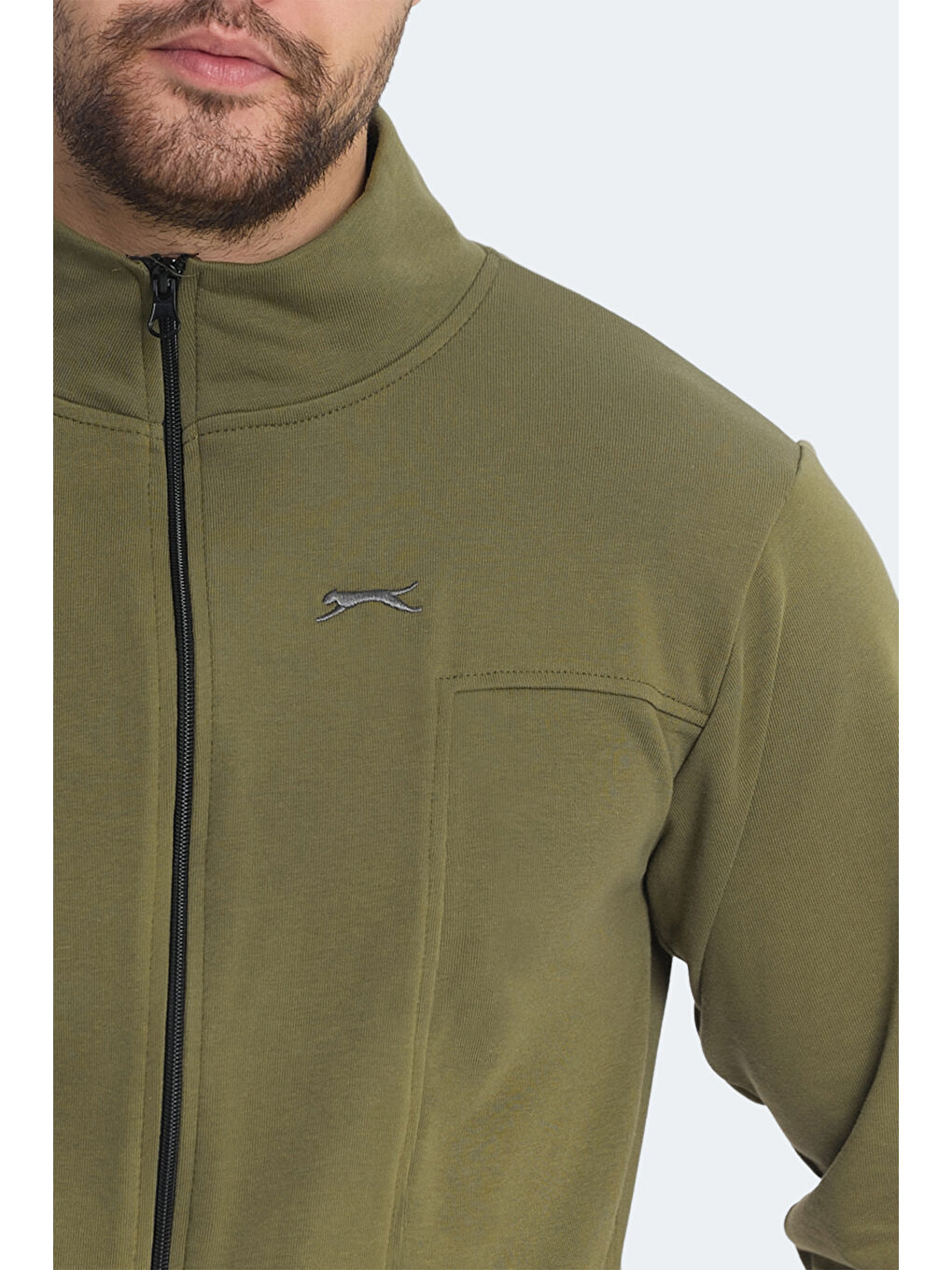 KAGISONA Erkek Fermuarlı Sweatshirt Haki-4