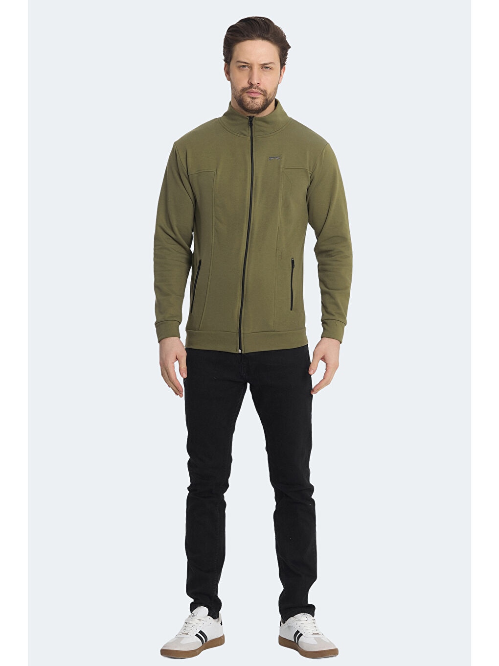 KAGISONA Erkek Fermuarlı Sweatshirt Haki-6