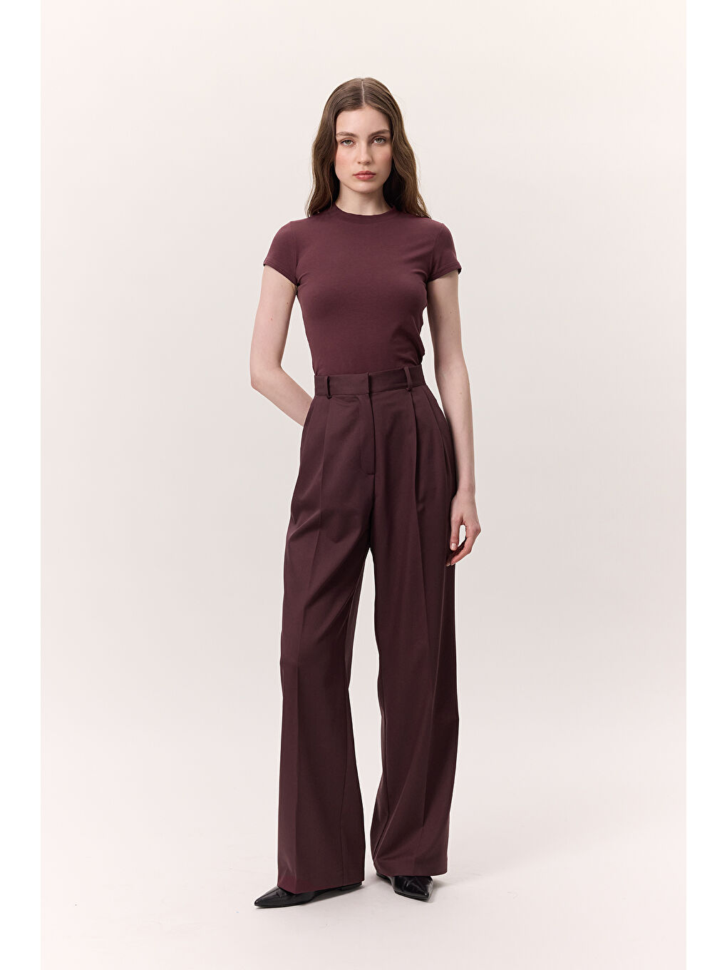 Geniş Paçalı Palazzo Pantolon Bordo