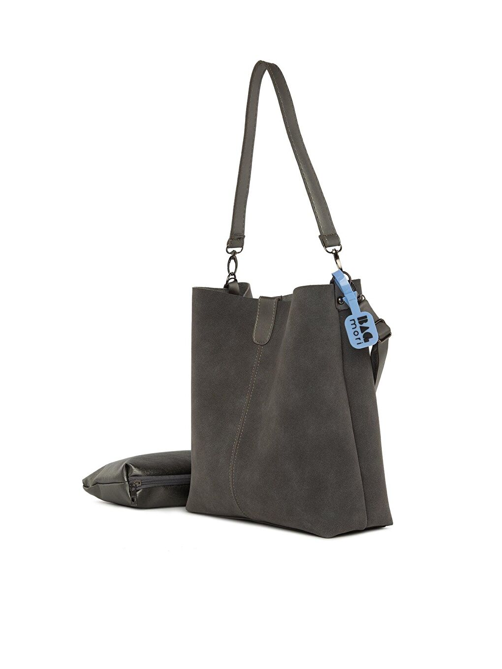 Gri Biritli Mıknatıslı Nubuk Çanta-1