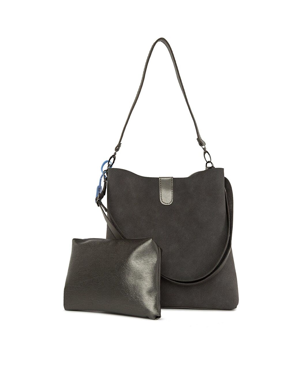 Gri Biritli Mıknatıslı Nubuk Çanta-2