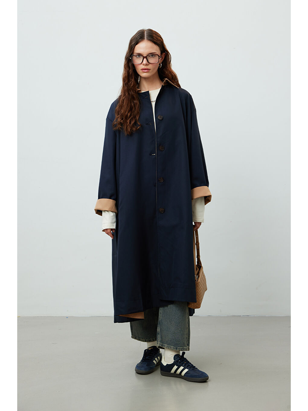 Mılano Oversize Trençkot Lacivert