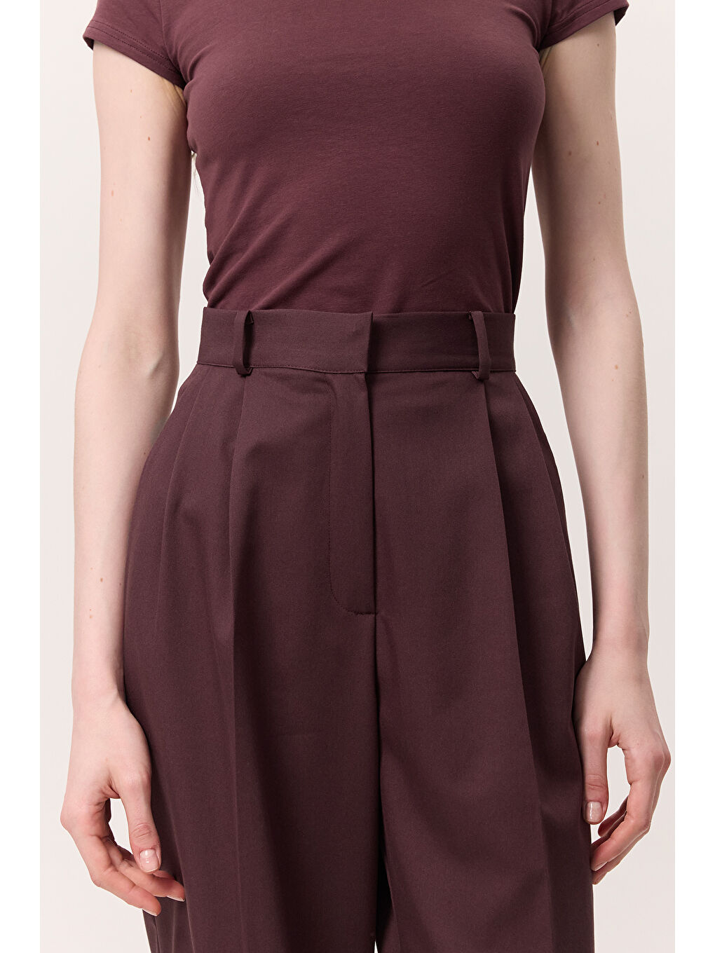 Geniş Paçalı Palazzo Pantolon Bordo-4