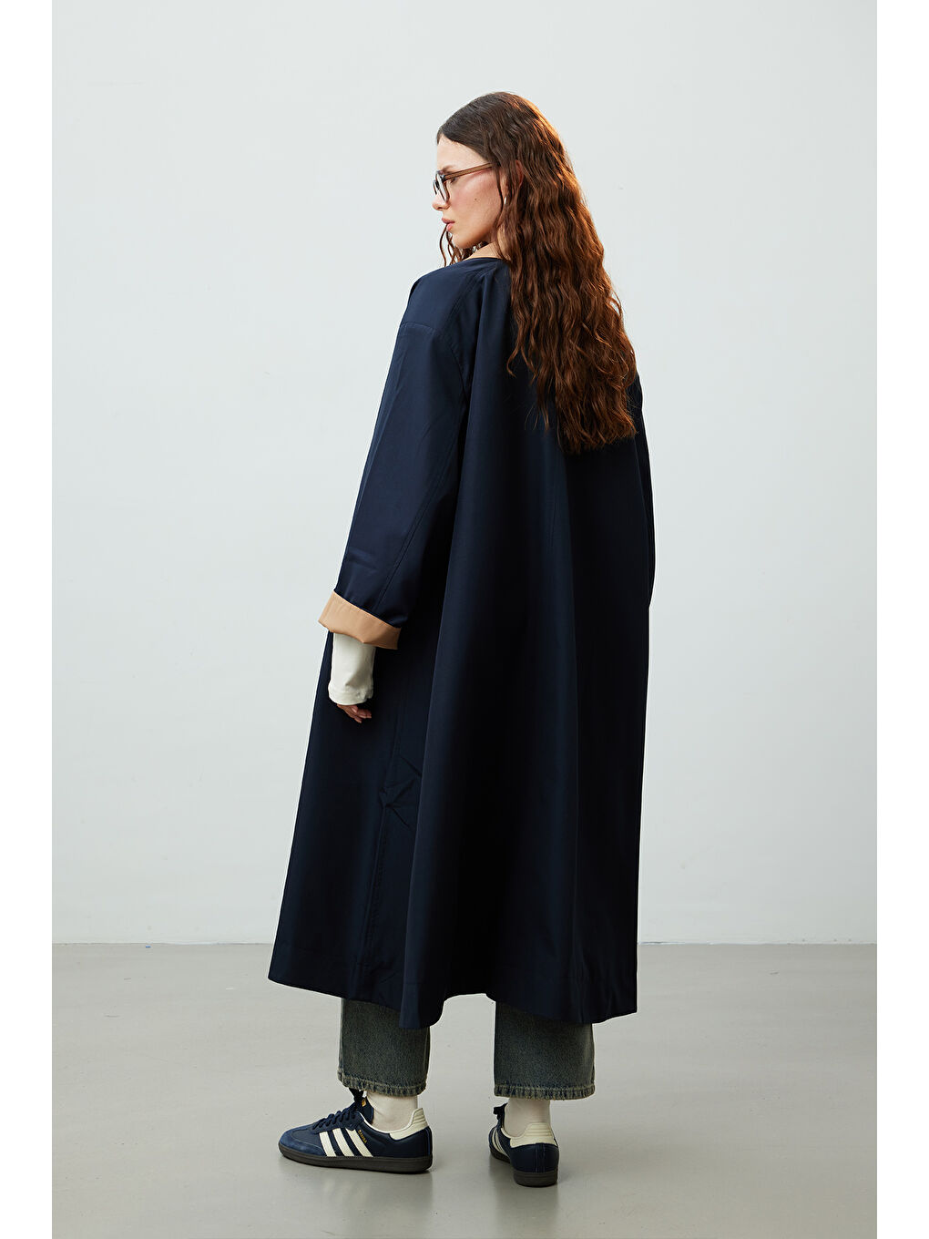 Mılano Oversize Trençkot Lacivert-5