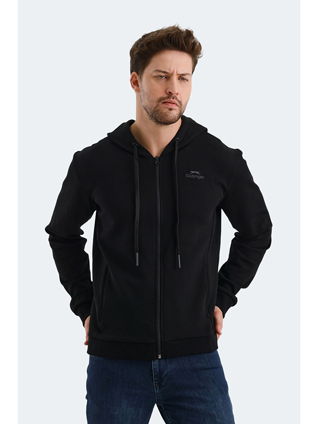 VENDA Erkek Fermuarlı Sweatshirt Siyah-2