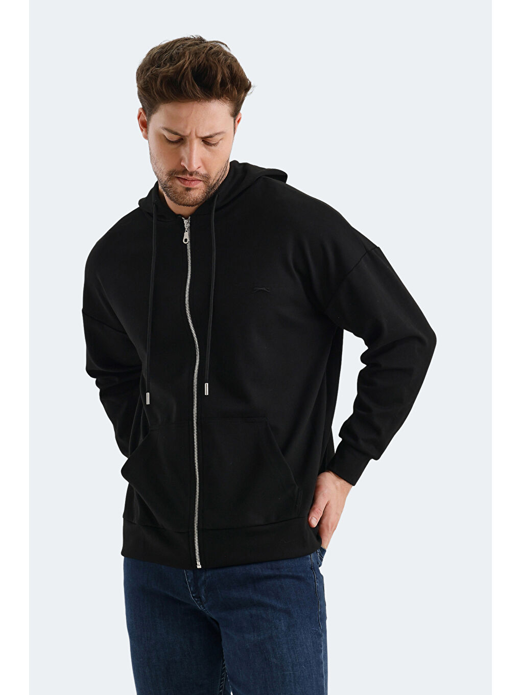 VALTER Erkek Fermuarlı Sweatshirt Siyah-2