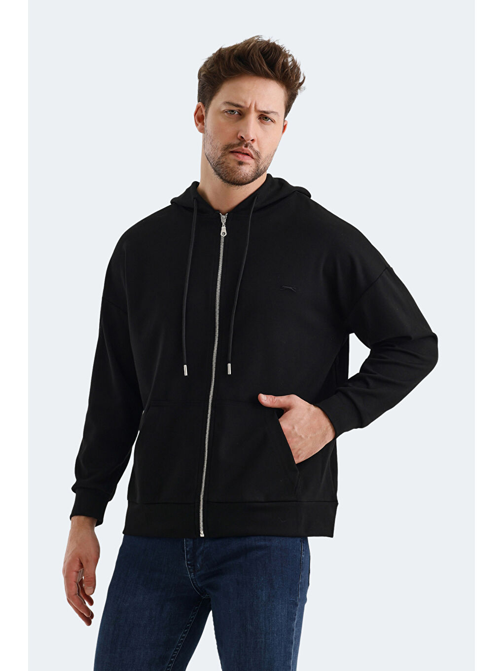 VALTER Erkek Fermuarlı Sweatshirt Siyah-3