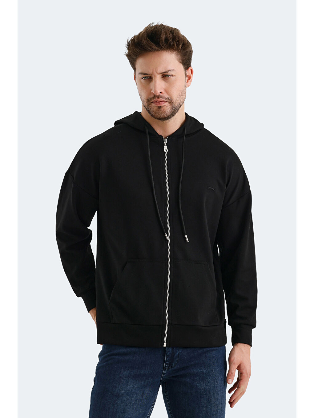 VALTER Erkek Fermuarlı Sweatshirt Siyah-5