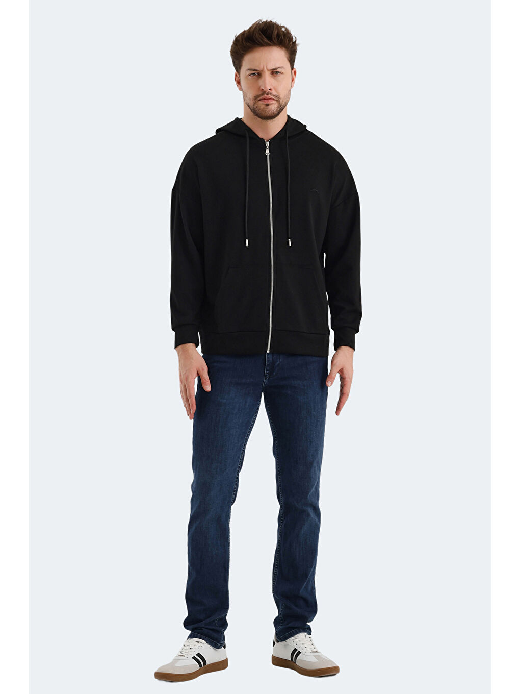 VALTER Erkek Fermuarlı Sweatshirt Siyah-6