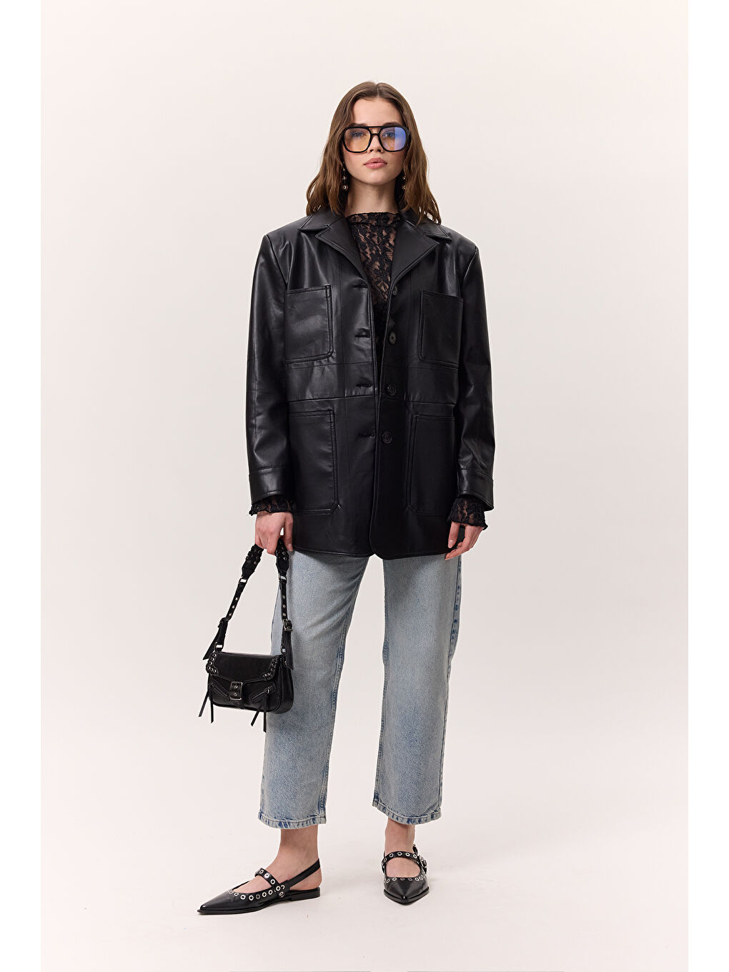 Retro Deri Ceket Siyah-4