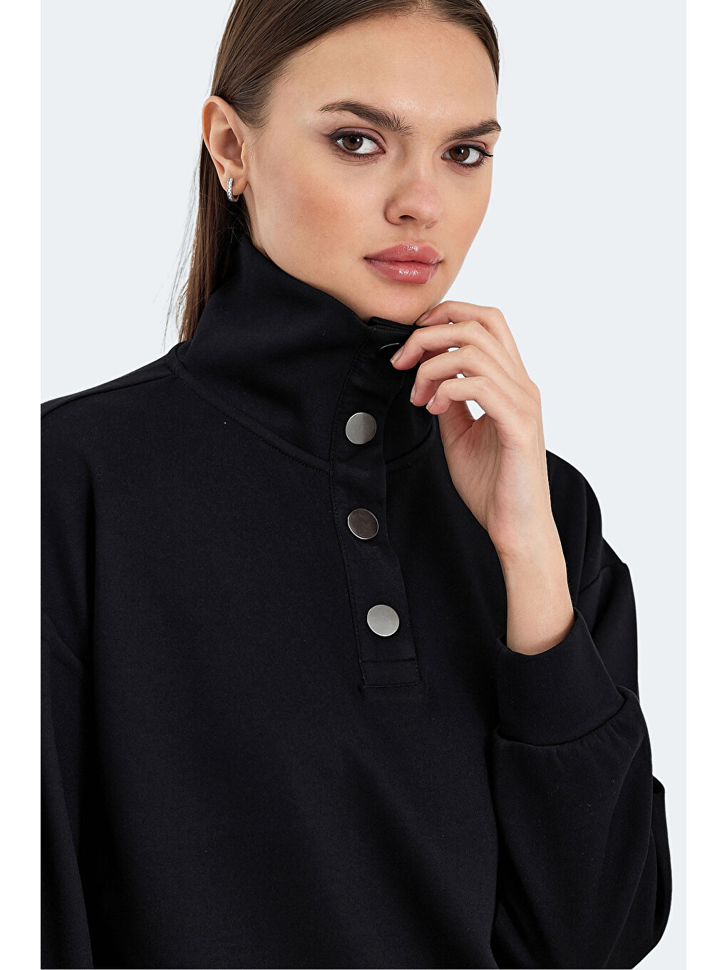 VIDAL Oversize Kadın Siyah Sweatshirt-3