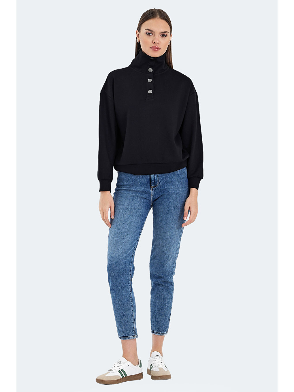 VIDAL Oversize Kadın Siyah Sweatshirt-6