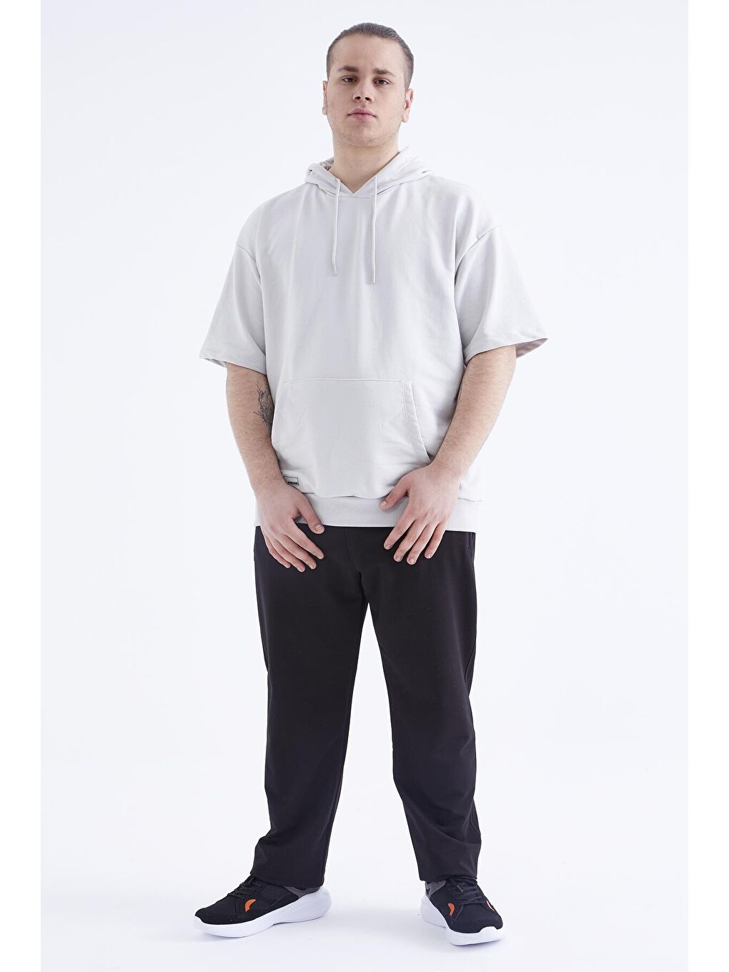 Siyah Fermuar Cepli Klasik Paça Büyük Beden Erkek Eşofman Alt  - 84770-2