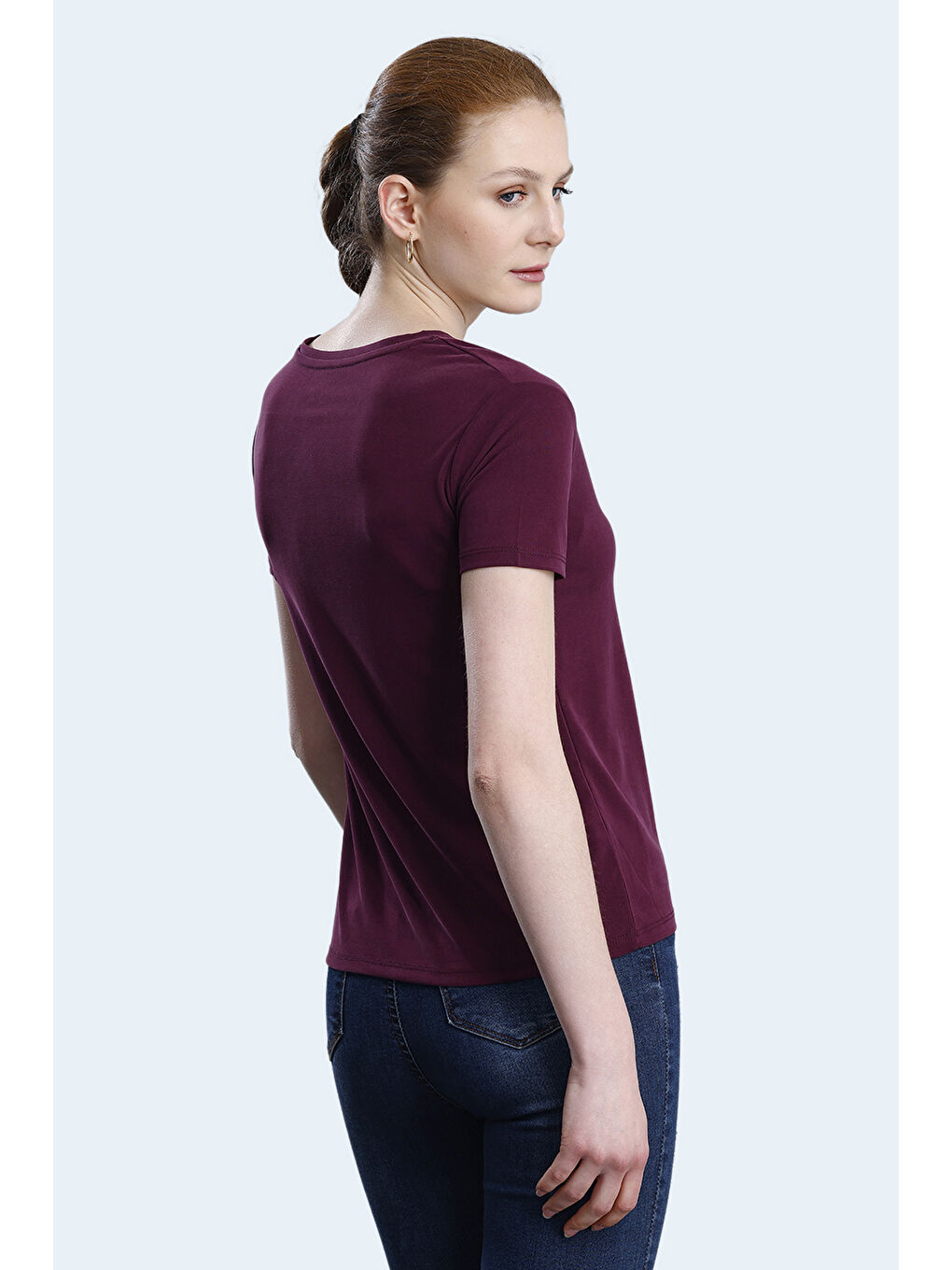 PERICAS Kadın Mürdüm Tişört-1