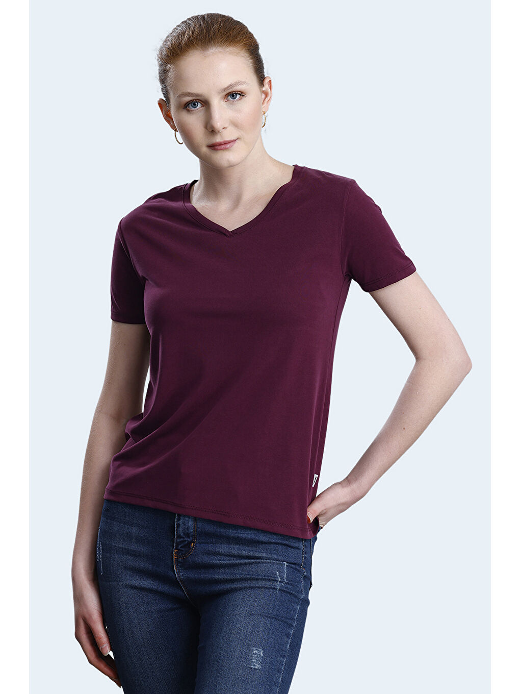 PERICAS Kadın Mürdüm Tişört-2