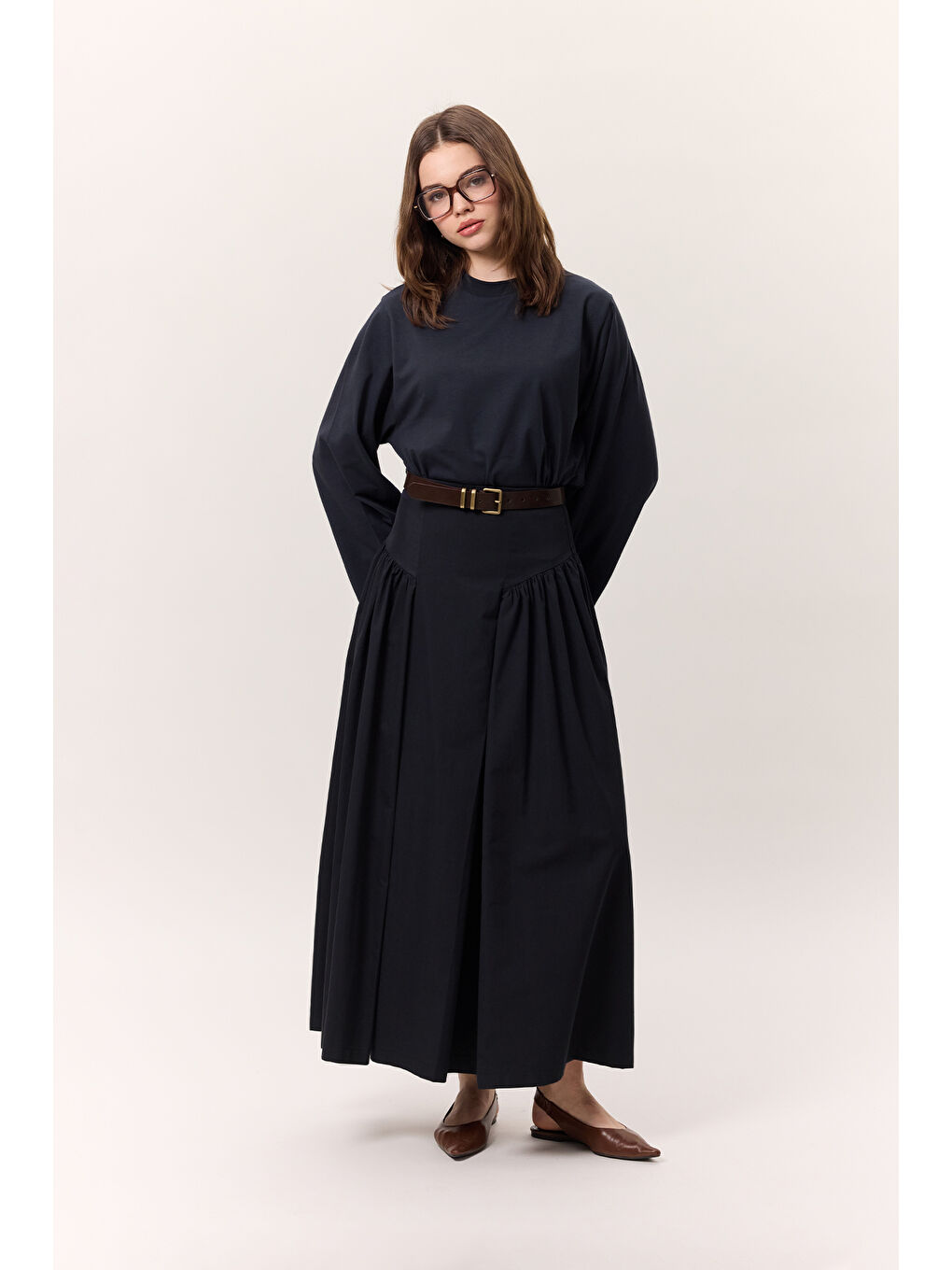 Uzun Kollu Kısa Tshırt Lacivert-1