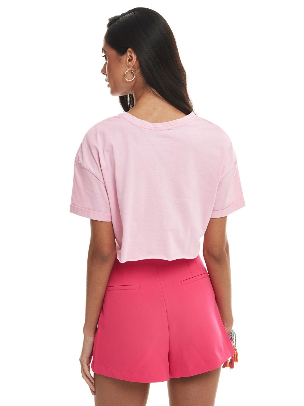 QUZU Pembe Crop Tişört Pembe - 4