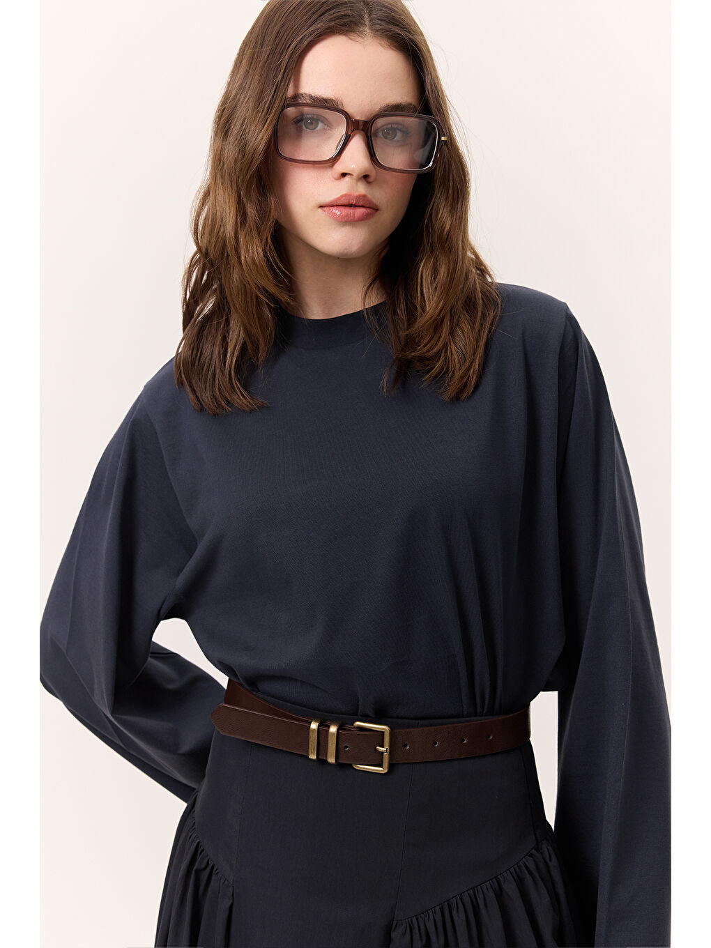 Uzun Kollu Kısa Tshırt Lacivert-3