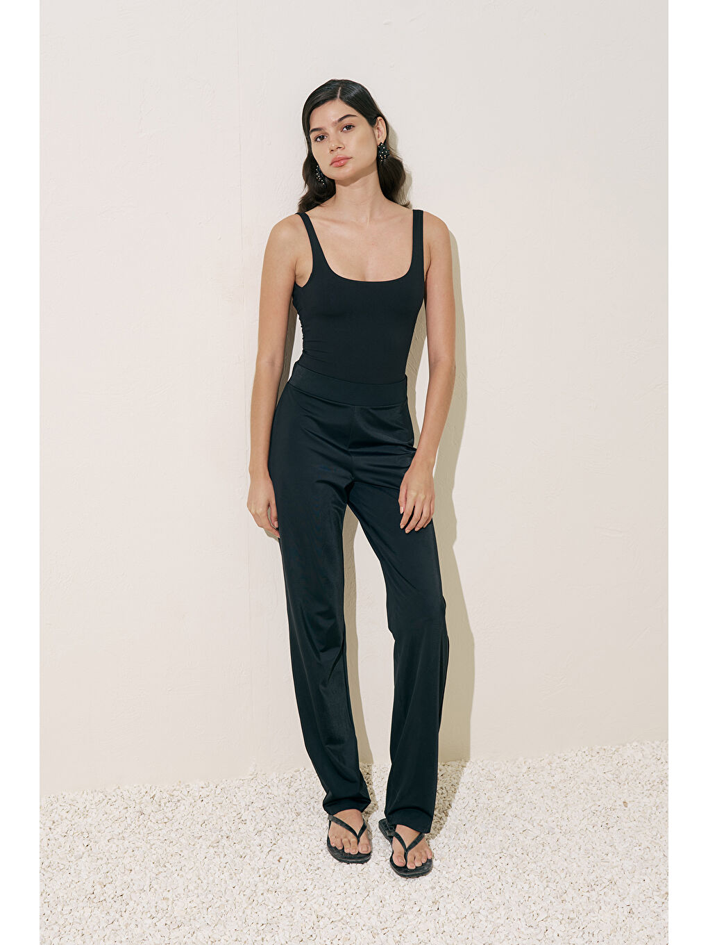 Uzun Paça Tesettür Pantolon Mayo Siyah-1