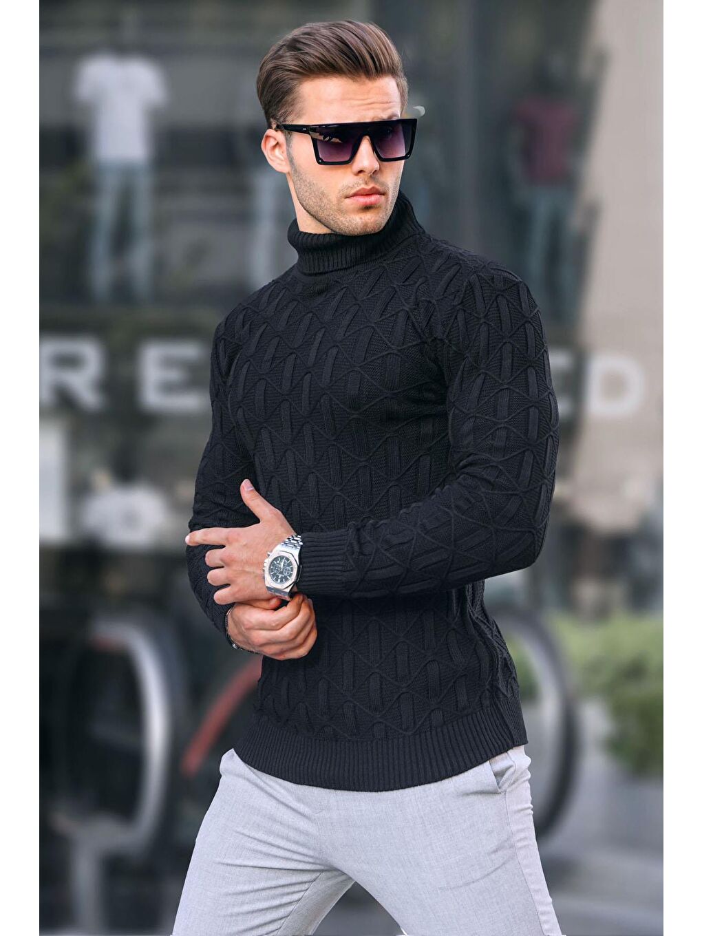 Siyah Balıkçı Yaka Erkek Kazak 6833