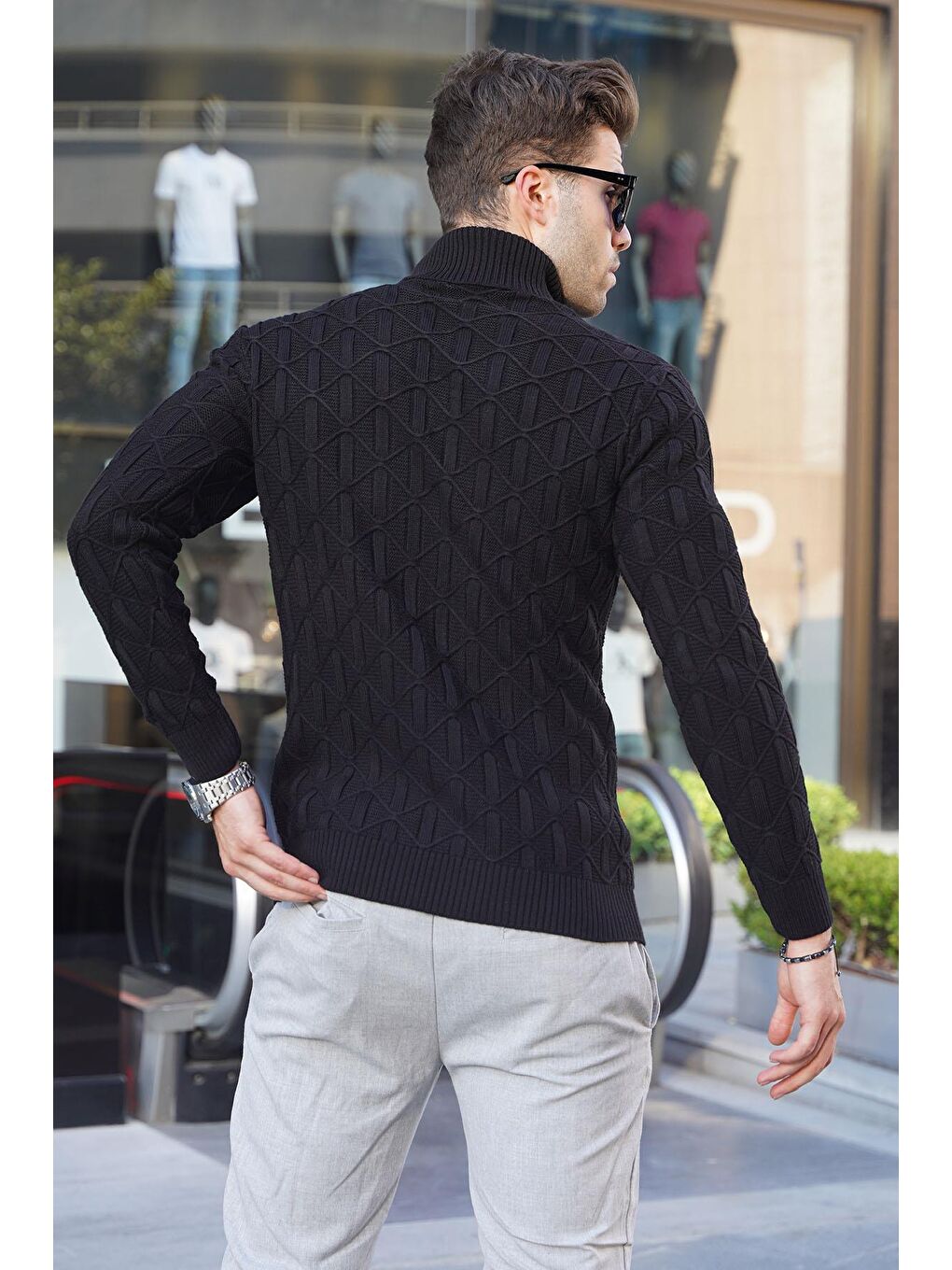 Siyah Balıkçı Yaka Erkek Kazak 6833-2