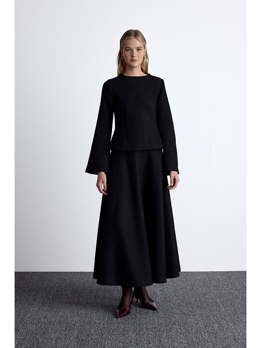 Volanlı Tüvit Etek Siyah-1