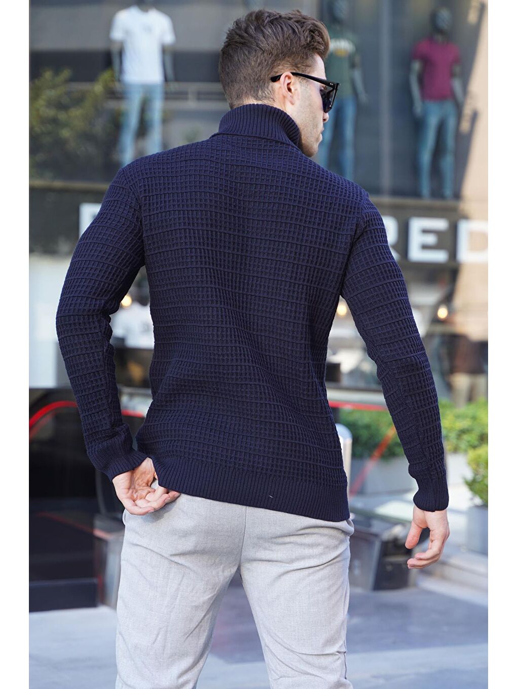 Lacivert Balıkçı Yaka Triko Kazak 6832-2