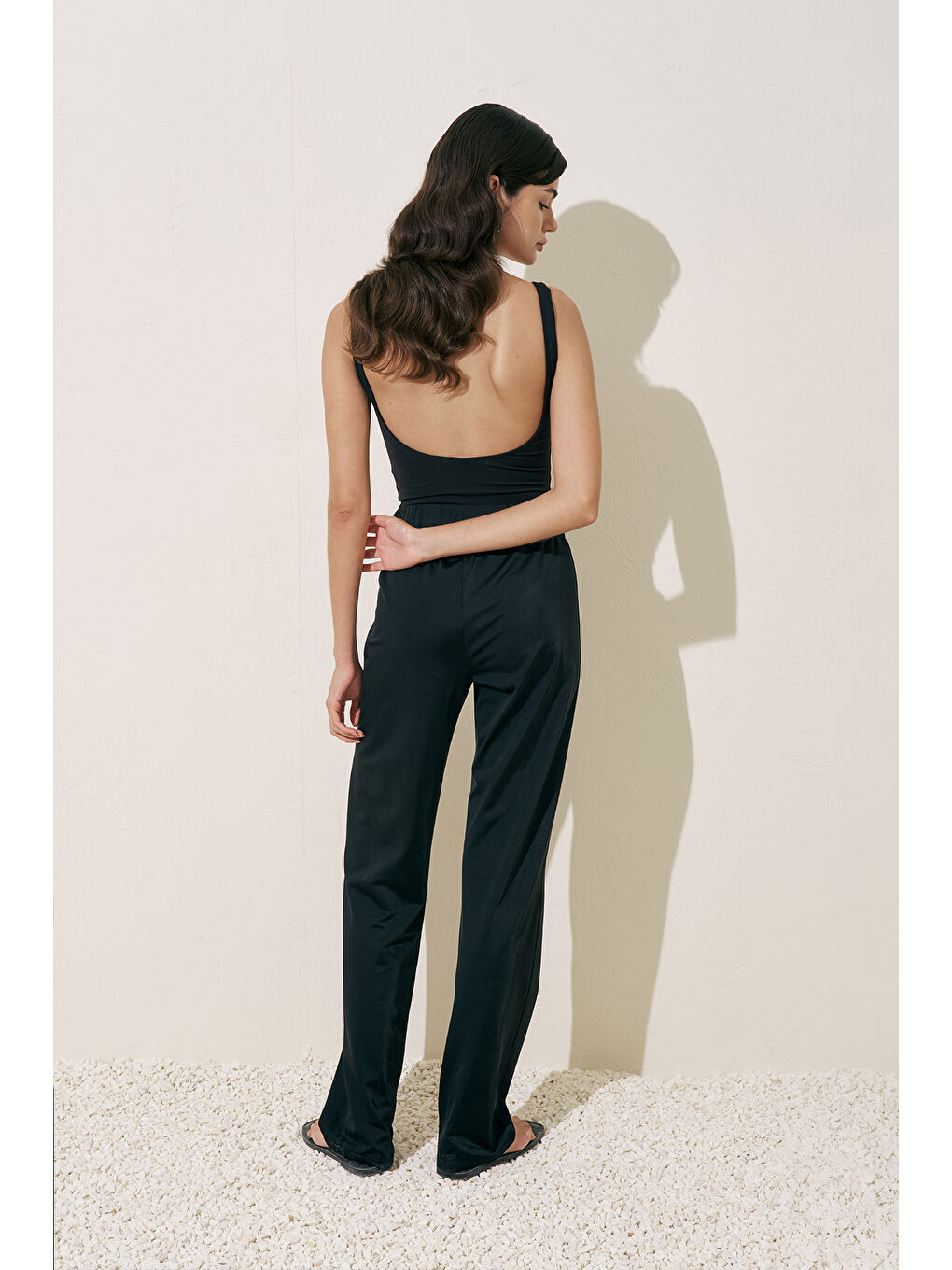 Uzun Paça Tesettür Pantolon Mayo Siyah-7