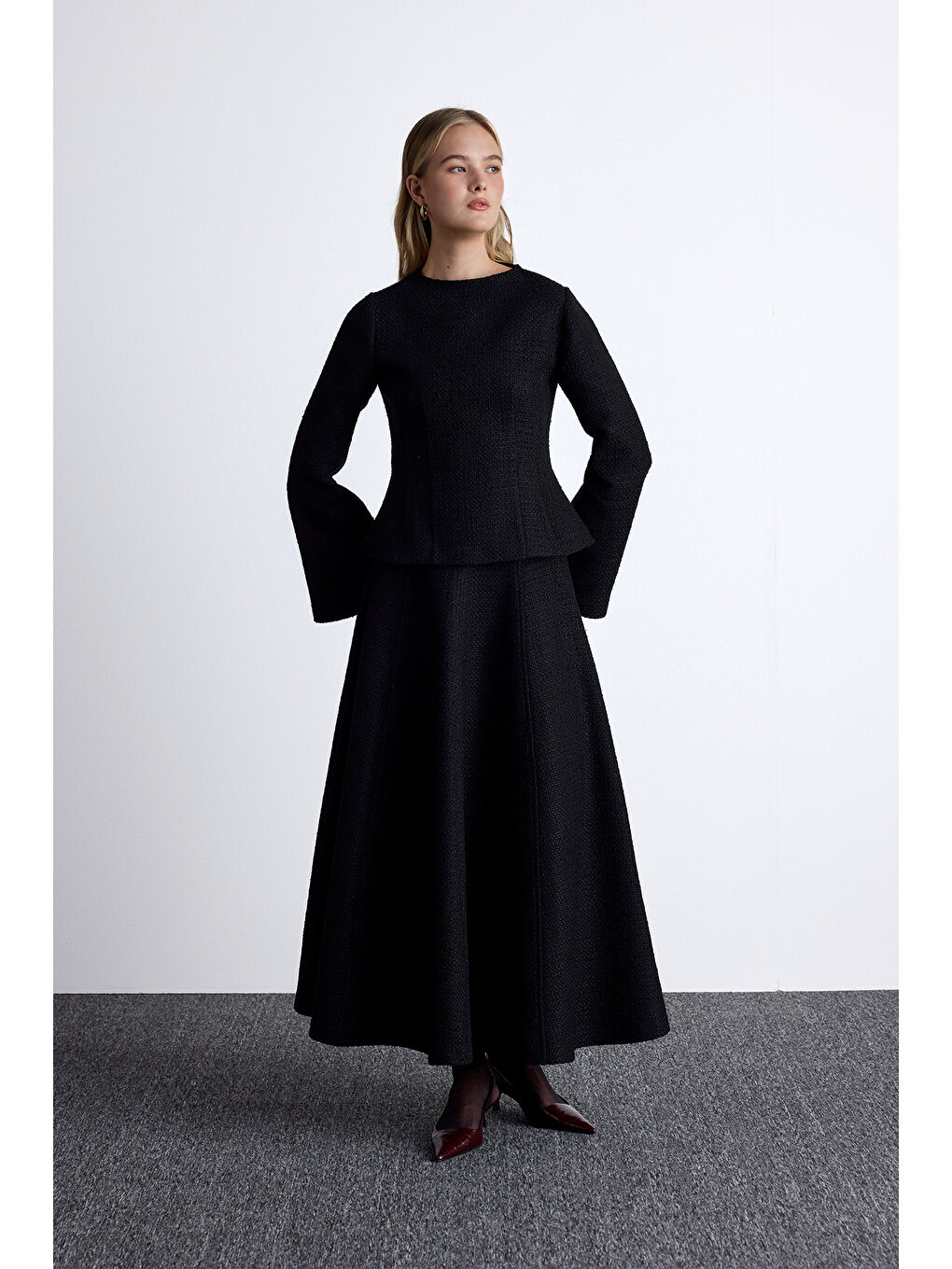 Volanlı Tüvit Etek Siyah-2